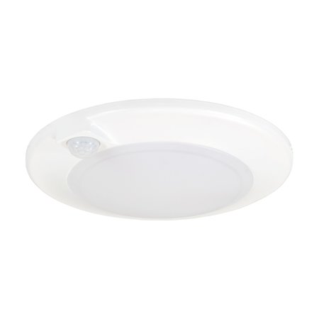 JESCO Flush Mount LED 6 Round Disk w PIR 15W 5CCT 90CRI WH CM407RA-M-PIR-SW5-WH